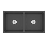 vidaXL Fregadero de Cocina Hecho a Mano de Acero Inoxidable Negro Lavabo Pulcro