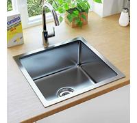 vidaXL Fregadero de Cocina Hecho a Mano Pila Lavabo Alberca Servicio Comedor Grifo Lavar Olla Platos Integrado Acero Inoxidable