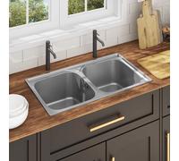 vidaXL Fregadero Cocina con Colador y Sifón Acero Inoxidable Ovalado Lavabo Dimensiones 42 x 16 cm, 57 x 45 x 16 cm, 48 x 16 cm y mas