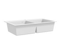 vidaXL Fregadero encastrable de granito blanco de dos cubetas