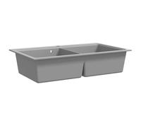 vidaXL Fregadero encastrable de granito 2 cubetas Gris