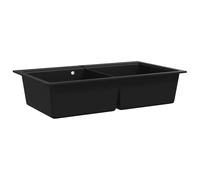 vidaXL Fregadero encastrable de granito negro de dos cubetas