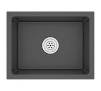 vidaXL Fregadero Hecho a Mano de Acero Inoxidable Negro Lavabo Pulcro