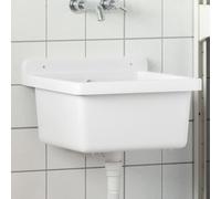 vidaXL Fregadero Lavabo de pared en resina blanco 40x40x24 cm