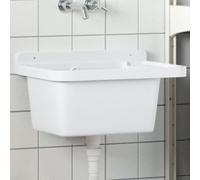 vidaXL Fregadero lavabo de pared resina blanco 50x35x24 cm