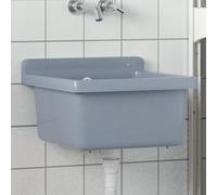vidaXL Fregadero lavabo de pared resina gris 40x40x24 cm