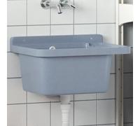 vidaXL Fregadero lavabo de pared resina gris 50x35x24 cm