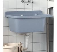 vidaXL Fregadero lavabo de pared de resina gris 60x40x28 cm