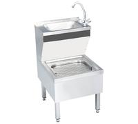 vidaXL Fregadero lavamanos comercial de pie con grifo acero inoxidable