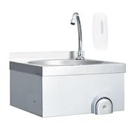 vidaXL Fregadero lavamanos con grifo y dispensador de jabón, acero inoxidable, exterior