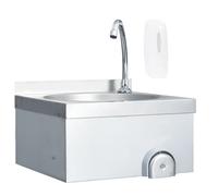 vidaXL Fregadero lavamanos con grifo y dispensador de jabón acero inox