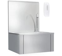 vidaXL Fregadero lavamanos con grifo y dispensador de jabón, acero inoxidable, para exterior
