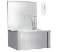 vidaXL Fregadero lavamanos con grifo y dispensador de jabón, acero inoxidable, para exterior