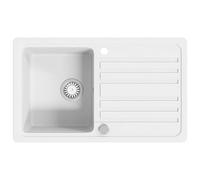 vidaXL Fregadero reversible de granito blanco - una cubeta con escurridor
