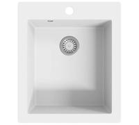 vidaXL Fregadero de cocina sobrepuesto Lavabo para platos Granito blanco