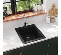 vidaXL Fregadero sobrepuesto de granito negro