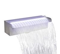 vidaXL Fuente rectangular cascada con bomba de agua, LED y acero inoxidable 30 cm