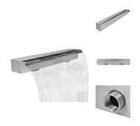 vidaXL Fuente de agua para piscina, diseño cascada, rectangular, acero inoxidable, 90 cm - Fuentes y cascadas