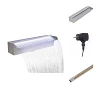 vidaXL Fuente de cascada para piscina con luces LED, rectangular, acero inoxidable, 45 cm - Fuentes y cascadas