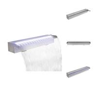 vidaXL Fuente de cascada para piscina con luces LED, rectangular, acero inoxidable, 60 cm - Fuentes y cascadas