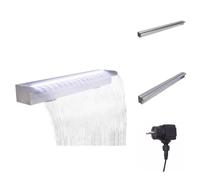vidaXL Fuente de cascada para piscina con luces LED, rectangular, acero inoxidable, 90 cm - Fuentes y cascadas