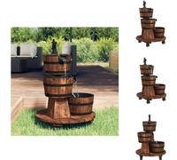 vidaXL Fuente de jardín con ruedas y bomba, 55x55x80 cm, madera maciza de abeto - Fuentes y cascadas