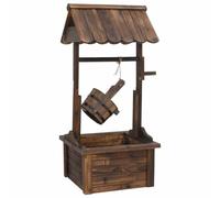 vidaXL Fuente de jardín madera abeto con bomba eléctrica, efecto sonoro y óptico, 57x50x112 cm