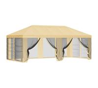 vidaXL Funda de Gazebo con Paredes Laterales Crema 600,5 x 300,5 cm, Carpa de jardín, Sombra Exterior, toldo para terraza, Ideal para Fiestas en el Patio
