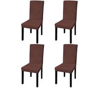 vidaXL Funda para silla elástica recta 4 unidades marrón