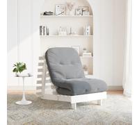 vidaXL Futón sofá cama con colchón madera maciza blanco 70x206x11 cm