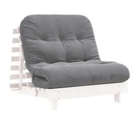 vidaXL Futón sofá cama con colchón, madera maciza, blanco 90x206x11 cm