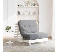 vidaXL Futón sofá cama con colchón madera maciza blanco 90x206x11 cm