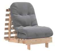 vidaXL Futón sofá cama con colchón madera maciza 60x206x11 cm en color Blanco/Douglas natural/Marrón cera y más