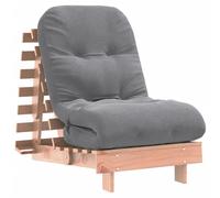 vidaXL Futón sofá cama con colchón madera maciza 60x206x11 cm en color Blanco/Douglas natural/Marrón cera y más