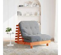 vidaXL Futón sofá cama con colchón madera maciza marrón 80x206x11 cm