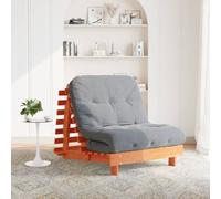 vidaXL Futón sofá cama con colchón madera maciza marrón 90x206x11 cm