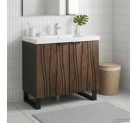 vidaXL Gabinete de lavabo para baño, nogal 62x33x58 cm, con estante y diseño rectangular