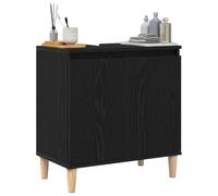 vidaXL Gabinete de Lavabo para Baño Roble Negro 58 x 33 x 60 cm, Mueble de Lavabo Moderno, Almacenamiento montado en Pared, diseño Rectangular, estantes Elegantes, Compacto para el hogar