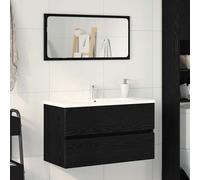 vidaXL Gabinete de lavabo para baño Roble negro 80 x 38,5 x 45 cm con lavabo