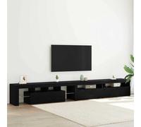 vidaXL Gabinete de TV con LED 3 pcs Roble Negro 290 x 36,5 x 40 cm