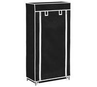 vidaXL Gabinete de Zapatos de Tela con Cubierta 58x28x106 cm Negro Zapatero