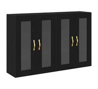 vidaXL Gabinete Montado en la Pared Set de 2 Roble Negro Madera, Vidrio