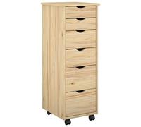 vidaXL Gabinete rodante 34 x 39 x 93,5 cm Madera de Pino Macizo Marrón