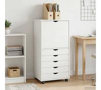 vidaXL Gabinete rodante 53 x 39 x 103 cm Madera de Pino Macizo