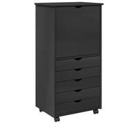 vidaXL Gabinete rodante 53 x 39 x 103 cm Madera de Pino Macizo Gris