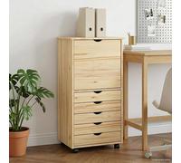 vidaXL Gabinete rodante 53 x 39 x 103 cm Madera de Pino Macizo Marrón