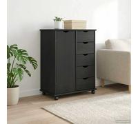 vidaXL Gabinete rodante 63,5 x 39 x 79 cm Madera de Pino Macizo Gris
