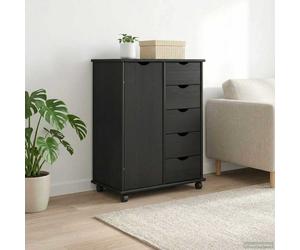 vidaXL Gabinete rodante 63,5 x 39 x 79 cm Madera de Pino Macizo Gris