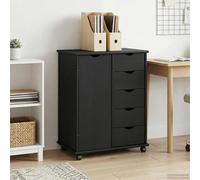 vidaXL Gabinete rodante 63,5 x 39 x 79 cm Madera de Pino Macizo Negro