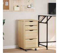 vidaXL Gabinete rodante con escritorio MOSS, barniz transparente, madera sólida, plegable